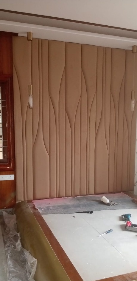 Custom Fluted Bed Headboard Wall Panelling Bengaluru